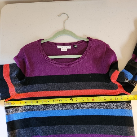 Penningtons Purple Striped Long Sleeve Tunic Sweater Pullover Crew Size X 0X - Picture 7 of 7